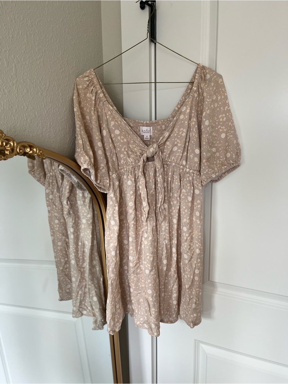 Isabel Taupe Floral Peakaboo Tie-Front Dress